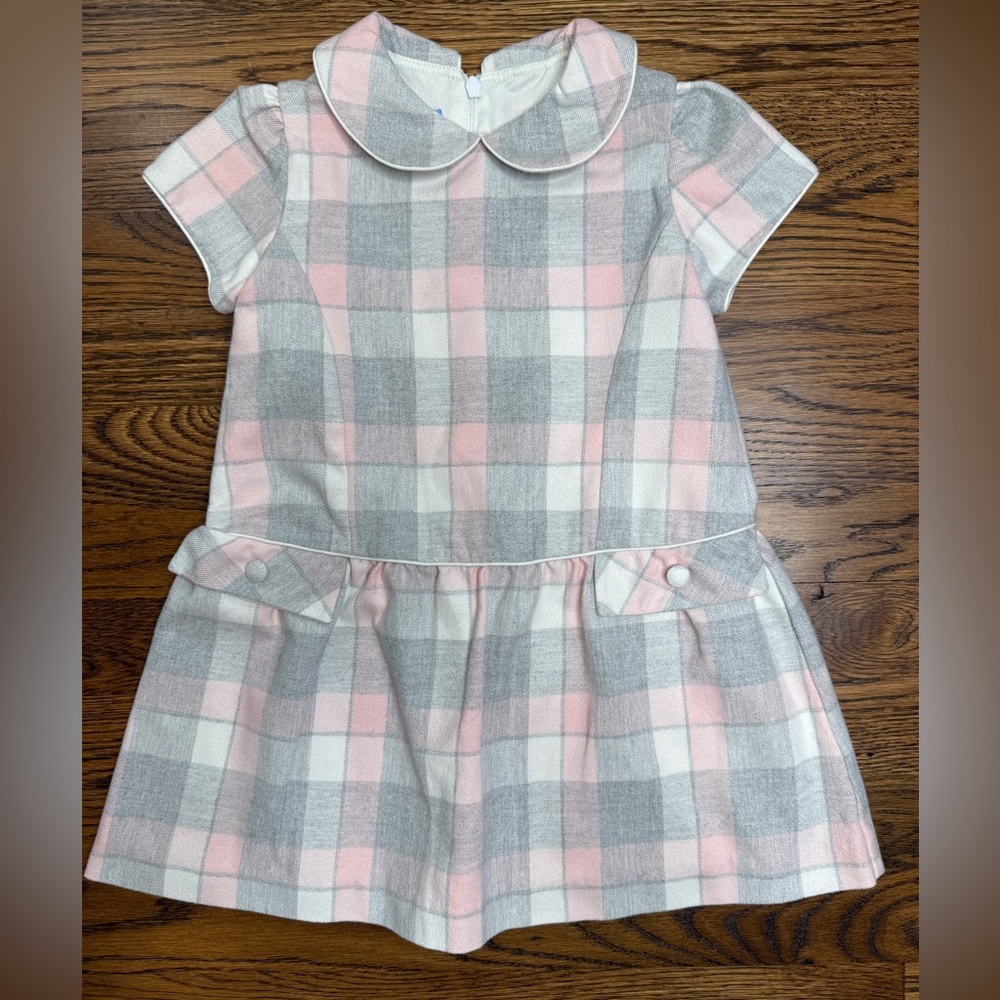 ANAVINI Girls A-Line Pink and Gray Preppy Plaid Dress Size 2T